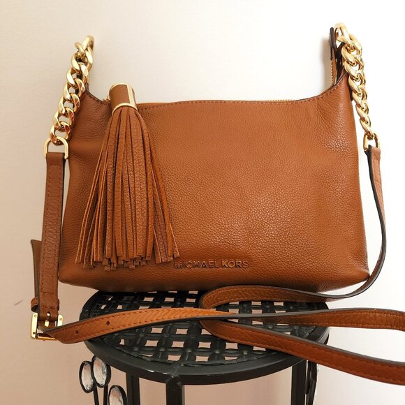 MICHAEL Michael Kors Handbags - MICHAEL KORS WESTON SMALL MESSENGER CROSSBODY LIGHT BROWN LEATHER BAG